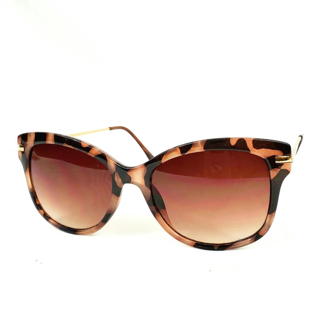 Timeless Animal Print & Gold Cat Eye Sunglasses Brown Polarized Sunglasses ES556